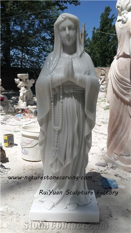 Mary Religious Statues, Nikisiani White Marble Statues