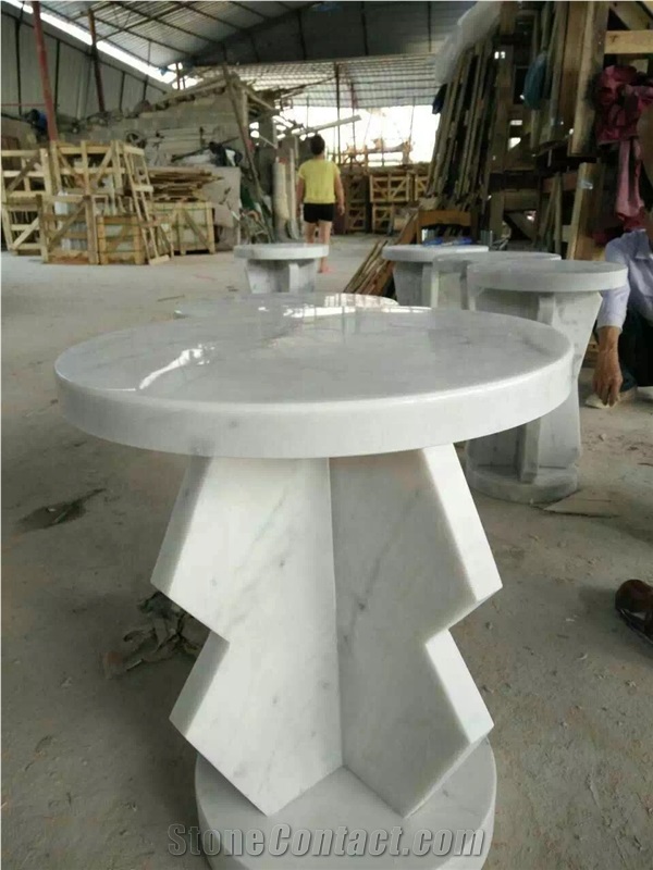 White Marble Round Table, White Marble Round Tops