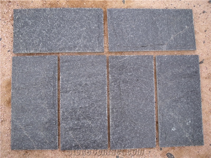 Natural Black Quartzite Cultured Stone for Wall Clading Flooring Tiles