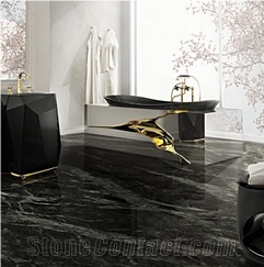 Nero Marquina Marble Tiles & Slabs, Black Marble Spain Flooring Tiles, Walling Tiles