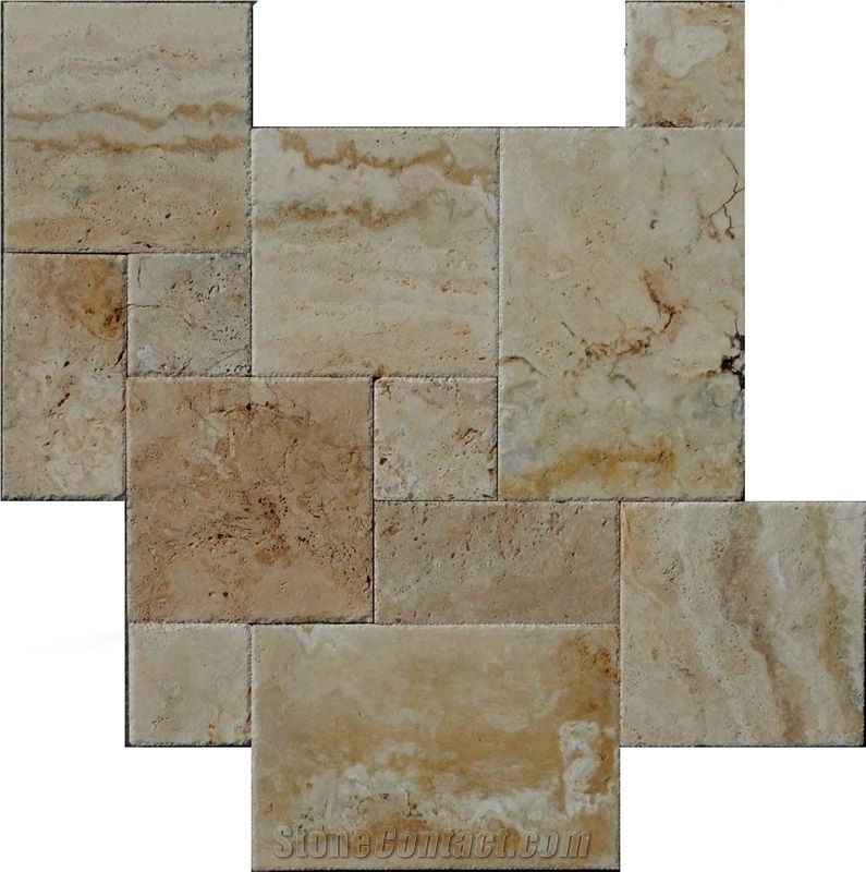 Chinese Beige Travertine Tiles & Slab and French Patterns