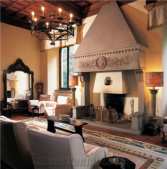 Pietra Serena sandstone fireplace, grey sandstone fireplace 