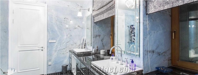 Iceberg Blue Marble Bath Design, Blue Marble Walling Tiles