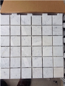 Carrara White Classic Square 2 Inch Marble Mosaic, Wall Mosaic