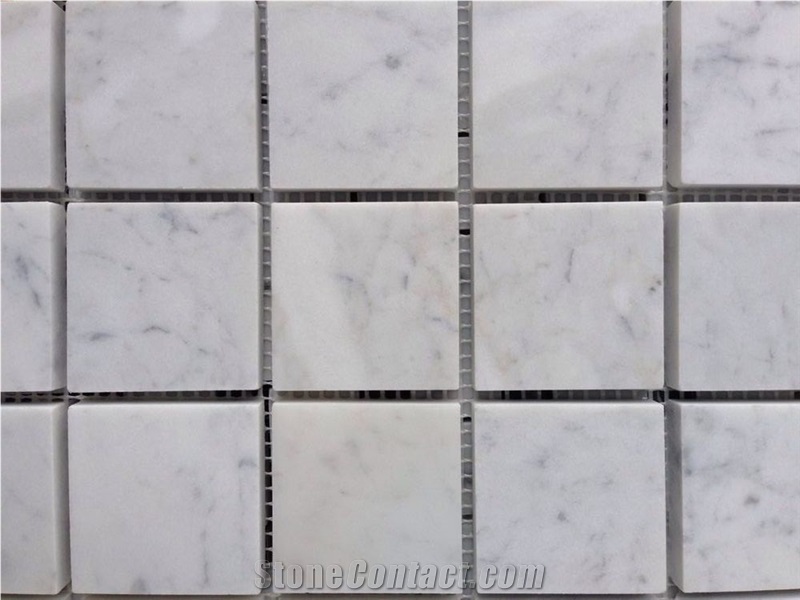 Carrara White Classic Square 2 Inch Marble Mosaic, Wall Mosaic