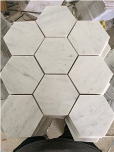 Carrara White Marble Mosaics,88x88mm Hexagon Mosaics,White Marble Mosaic Tiles,China White Marble Mosaic
