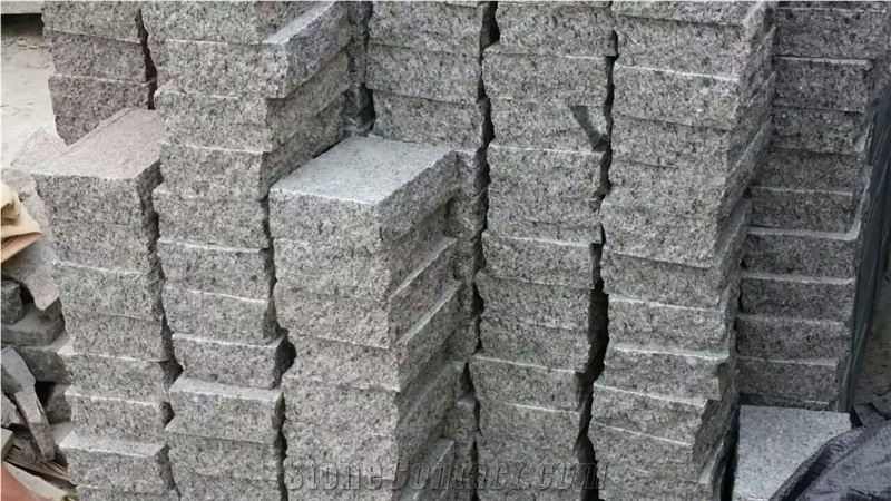 G343 China Grey Lu Grey Granite Cube Stone Paving Cobble Stone Sides Split Top Flamed