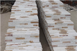 White Marble and Rainbow Sandstoned Culture Stone Panel Wall Cladding Stacked Stone