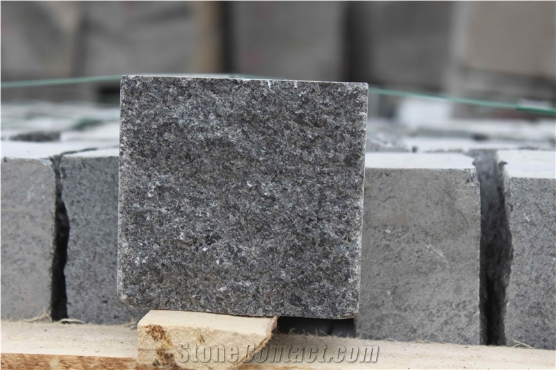 Yixian Black Granite Zijing Dark Granite Cube Stone, Cobble Stones, Competitive Prices