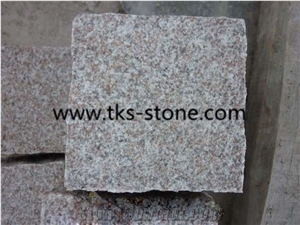 Natural G664 Granite Cube Paving Stone Flamed, G664 Luoyuan Red Granite Paver