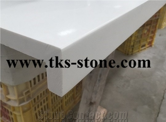 Pure White Engineered Quartz Stone Kitchen Countertops/Custom Kitchen Tops Bar Tops/ Artificial Quartz Stone Countertops