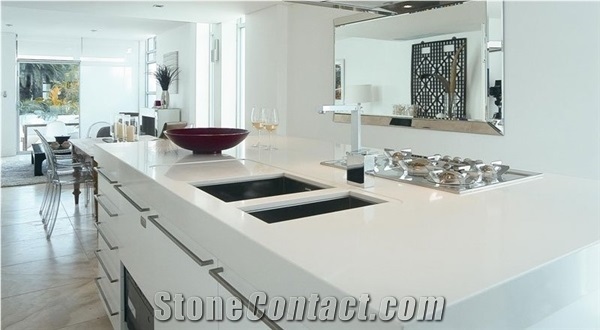 Quartz Stone Countertops/Kitchen Island Tops/Kitchen Bar Tops,Pure White Quartz Stone Countertops,Artificial Stone Countertops,Custom Countertops