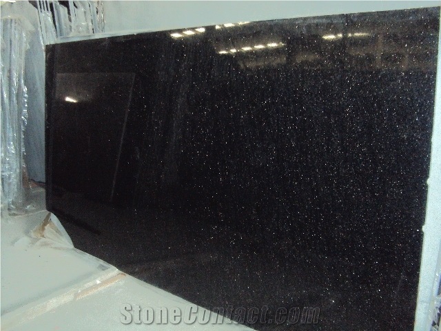China Cheap Black Galaxy Granite Black Pearl Granite Tile & Slab