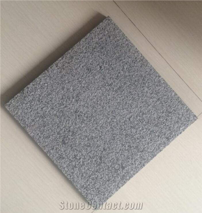 China Cheap Yixian Black Sandblasted Granite Tiles