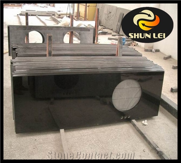 Chinese Cheap Black Granite Countertop, Shanxi Black Granite Kitchen Countertops