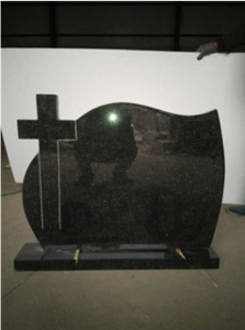 Cross Black Granite Tombstone Polished Finish