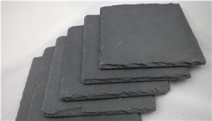 Dark Grey Square Slate Plate Natural Edge