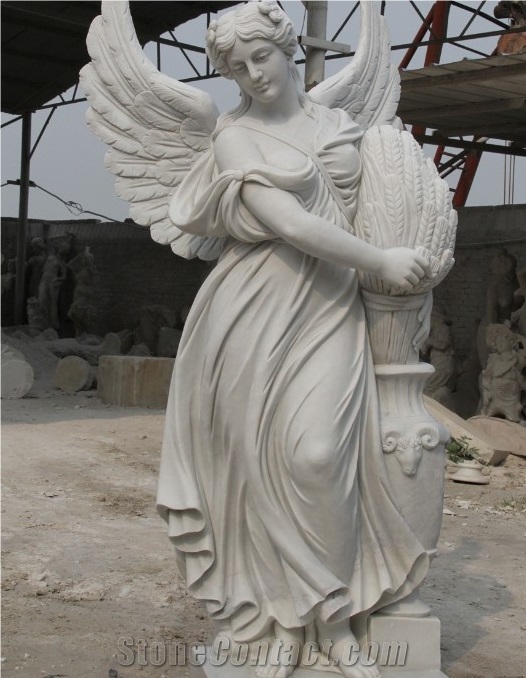 White Marble Western Angel Sculpture