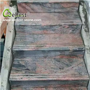 China Factory Manufacture Natural Multi Red Granite Stair for Outdoor