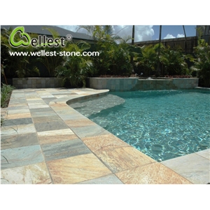 China Natural Slate Cheap Swimming Pool Coping with Bullnose Edge