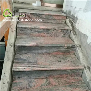 Factory Manufacture Natural Anti-Slip China Multi Red Granite Stair Treads for Indoor