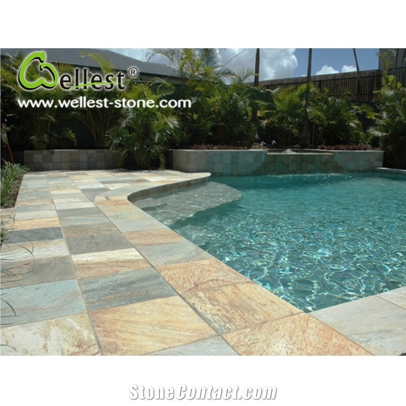 Rusty Natural Slate Pool Coping Paveer for Swimming Pool