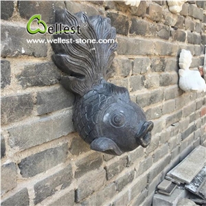 Wellest Natural Stone Granite Fish Wall Mounted Fountain