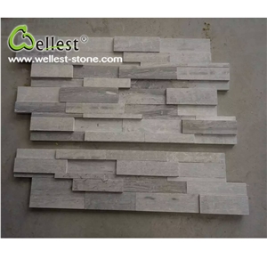 White Grey Wood Mable 3d Cultured Ledge Stacked Stone for Feature Back Ground Wall