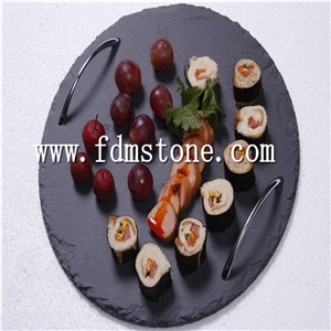 2016 Wholesale Shape Natural Black Dinner Slate Plate，Kitchen Dining Acessories