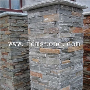 600x150mm Exterior / Interior Wall Decoration Rusty Natural Slate Cultured Stone Wall Cladding Column