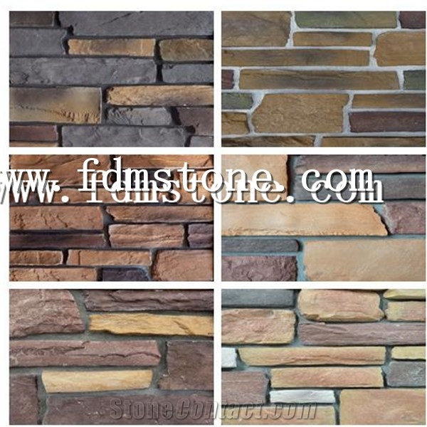 Artificial Ledge Stone, Artificial Cultured Stone, Cheap Price Manmade Wall Cladding Panel