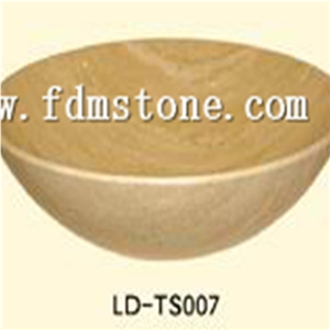 Beige Colour Polished Marble Stone Sink for Bathroom ,Cream Wash Bowls,Oval Sinks