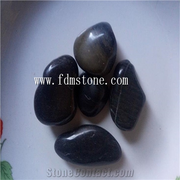 Black Polished Pebble Stone,round cobble