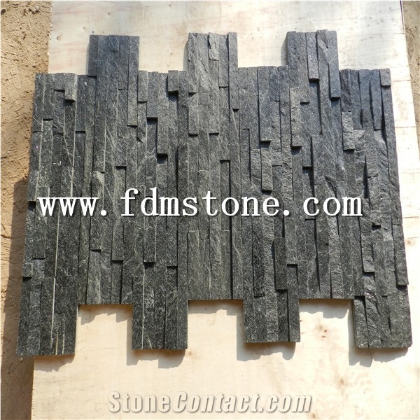 Black Quartzite Surface Natural Cultured Stone Cladding/Quartzite Paving Stone/Wall Decorative Stone