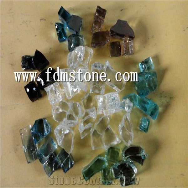 Blue Glass Chips Rock Tumbled