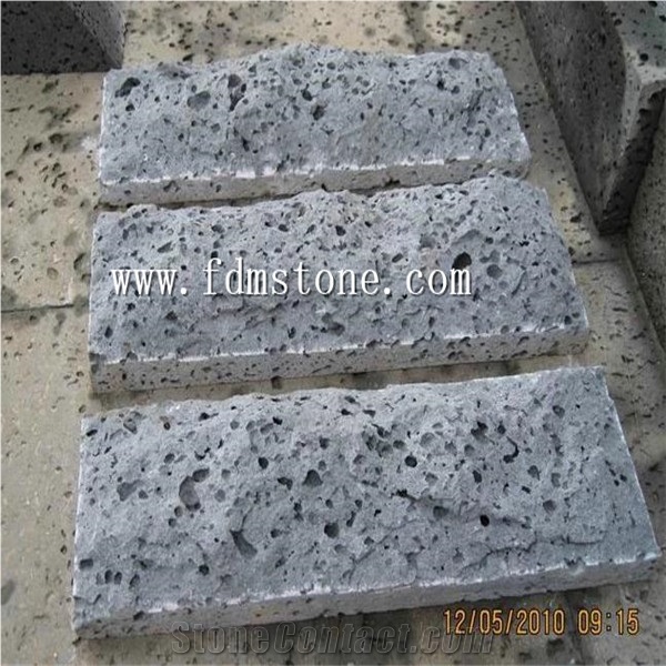 Brush Black Lava Floor Tile,Basalt Negro,Big Pore Lava Stone Basalt Tiles & Slabs, China Grey Basalt