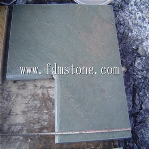 Bullnosed Slate Pool Coping Paver, Green Slate Pool Coping