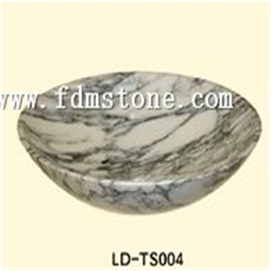 Carrara White Marble Counter Top Wash Basin, Double Layered Glass Vessel Sink /Wash Basin