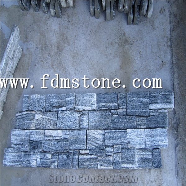 Cement Back Culture Stone, Midnight Black Rock Concrete Back Natural Slate Decorative Stone Wall Panel