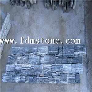 Cement Back Culture Stone, Midnight Black Rock Concrete Back Natural Slate Decorative Stone Wall Panel