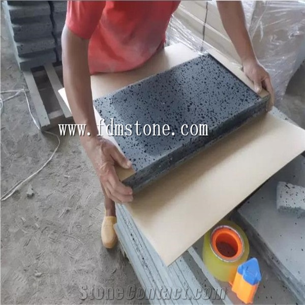 Charcoal Black Lava Stone Slabs & Tiles, Black Lava Rock Basalt Slabs & Tiles
