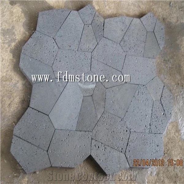 Charcoal Black Lava Stone Slabs & Tiles, Black Lava Rock Basalt Slabs & Tiles