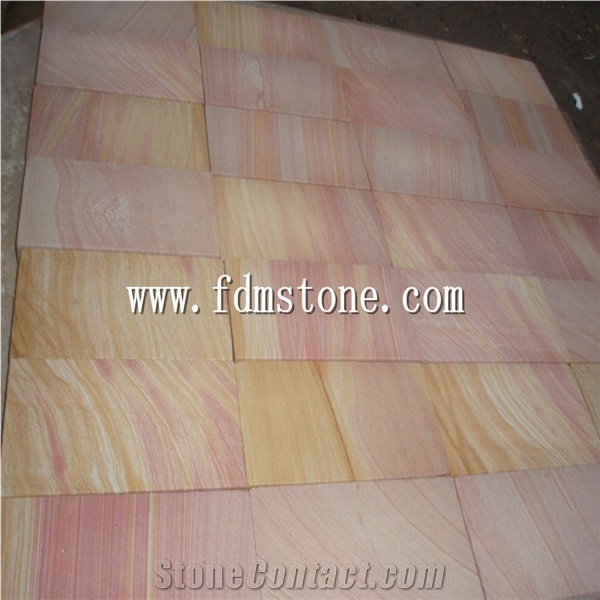 Cheap Rainbow Red Wood Sandstone，Honed Tiles