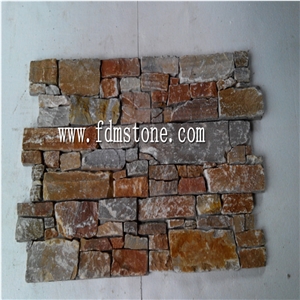 China Cement Cultured Stone/ Ledge Stone Veneer/Slate Stacked Stone Wall Cladding with Cement on Back