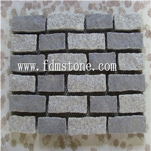 China Granite Fan Shape Interlocking Meshed Pavers/Cubestone ,Gaden Pavements