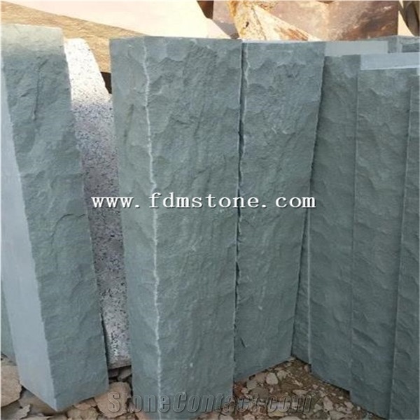China Green Sandstone Verde Pista Cleft Split Natural Palisade,Garden Decor Pillars