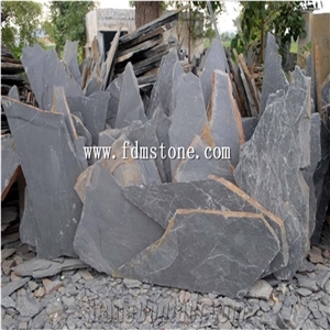 China Mustang Black Slate Round Stepping Tile,P018 Flagstone Crazy Paver,Organic Stepper