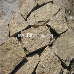 China Mustang Yellow Beige Slate Flagstone Pavers.Crazy Paver Packing