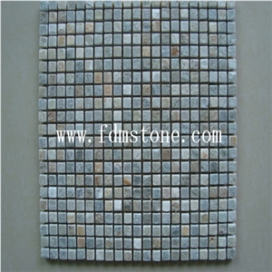 China Rusty Stone Floor Mosaic, China Rust Slate Floor Mosaic，S1120+P014 Mosaic