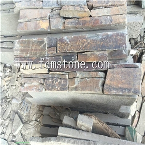 China Tiger Yellow Slate Concrete Base Wall Stone, Z Shape Cement Base Culture Stone, Yellow Gneiss Culture Stone